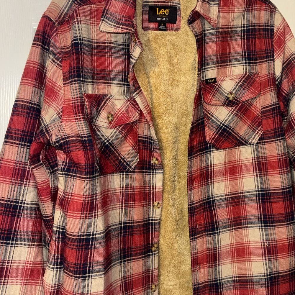 Lee Red and Blue Plaid Jacket with Sherpa Lining